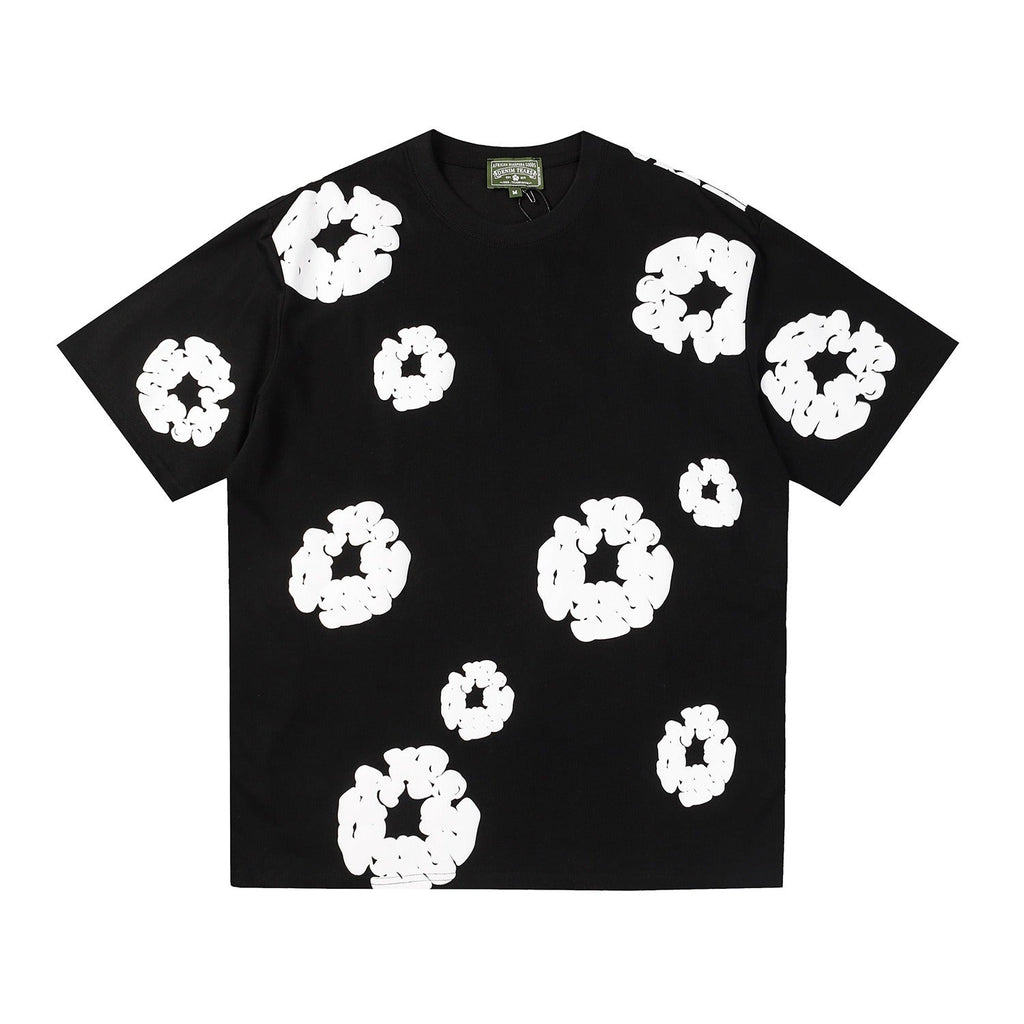 Denim Tears Outfit:T-shirt/Shorts (Separate Purchase Options) Puff Print Short Sleeve T-shirt Loose Couple Shorts Suit