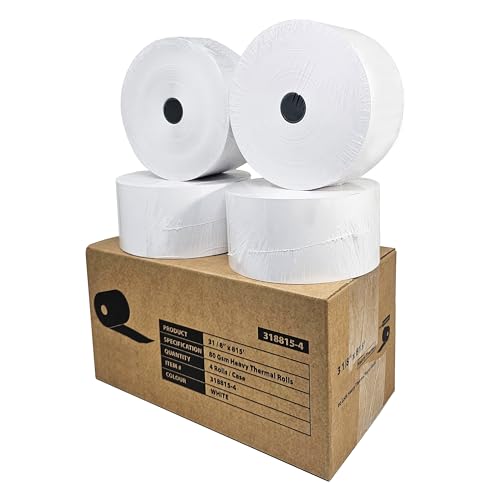 (4 Rolls - 1 Case) 3 1/8 x 815' heavy thermal paper - nautilus hyosung halo - 80 GSM ATM Special Thermal Paper Rolls - BuyRegisterRolls