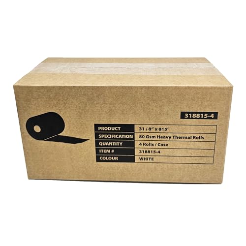 (4 Rolls - 1 Case) 3 1/8 x 815' heavy thermal paper - nautilus hyosung halo - 80 GSM ATM Special Thermal Paper Rolls - BuyRegisterRolls