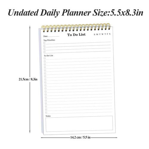 (50-Pack) To Do List Notepad - A5 Undated Daily Planner, 2500 Sheets/5000 Pages To Do List Notebook for Work, Spiral Waterproof Notepad for Office Supplies, School Planner, 5.8 x 8.3