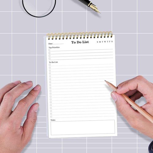 (50-Pack) To Do List Notepad - A5 Undated Daily Planner, 2500 Sheets/5000 Pages To Do List Notebook for Work, Spiral Waterproof Notepad for Office Supplies, School Planner, 5.8 x 8.3