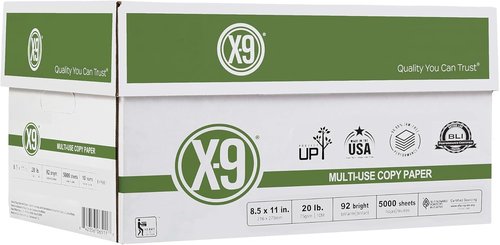 (8.5 x 11 Letter) - X-9 Multi-Use Print & Copy Paper, White, Brightness 92, Case of 10 Reams - 5,000 Pages Total (OX9001-CTN)