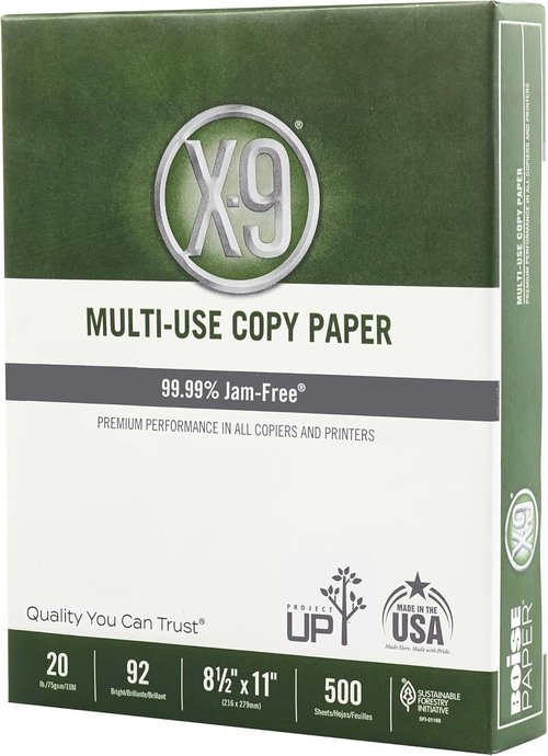 (8.5 x 11 Letter) - X-9 Multi-Use Print & Copy Paper, White, Brightness 92, Case of 10 Reams - 5,000 Pages Total (OX9001-CTN)