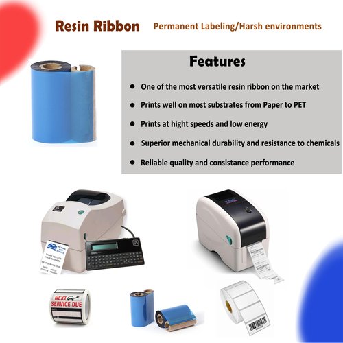 (4 Rolls) 2.24 x 244' Premium Resin Ribbon, 57mm x 74m Black Thermal Transfer Ribbon for 2'' Desk-Top Thermal Label Printers Like Zebra TLP2824, TSC, GoDex, Honeywell.. 1/2'' core