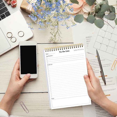 (50-Pack) To Do List Notepad - A5 Undated Daily Planner, 2500 Sheets/5000 Pages To Do List Notebook for Work, Spiral Waterproof Notepad for Office Supplies, School Planner, 5.8 x 8.3
