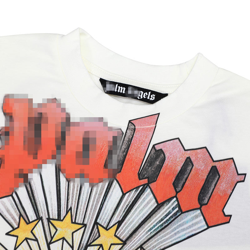 Palm Angels T-shirt Rainbow Star Letter Print Short Sleeve T-shirt
