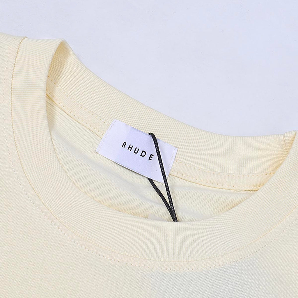 Rhude T-shirts Varenna Town Printed Cotton Casual Short Sleeves Men and Women